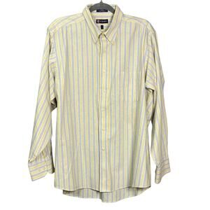 Chaps Men's Yellow Striped Oxford Shirt Wrinkle-Free XL